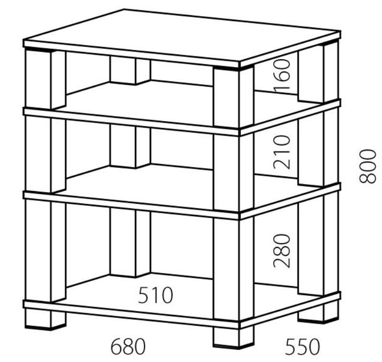 Spectral High-End 4 Shelf Hifi Rack HE684-Black Glass