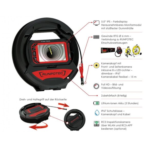 RC3 Inspection camera (digital) - 15 m + RUNPOSTICKS Comfort Package - Image 2